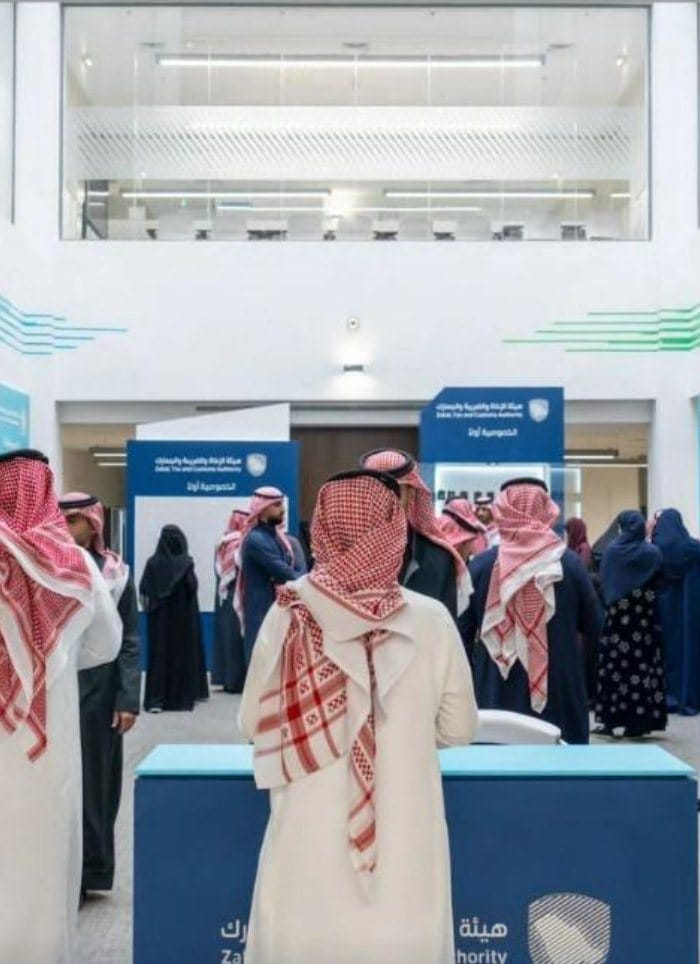 Visitors at awareness stations during an exhibition