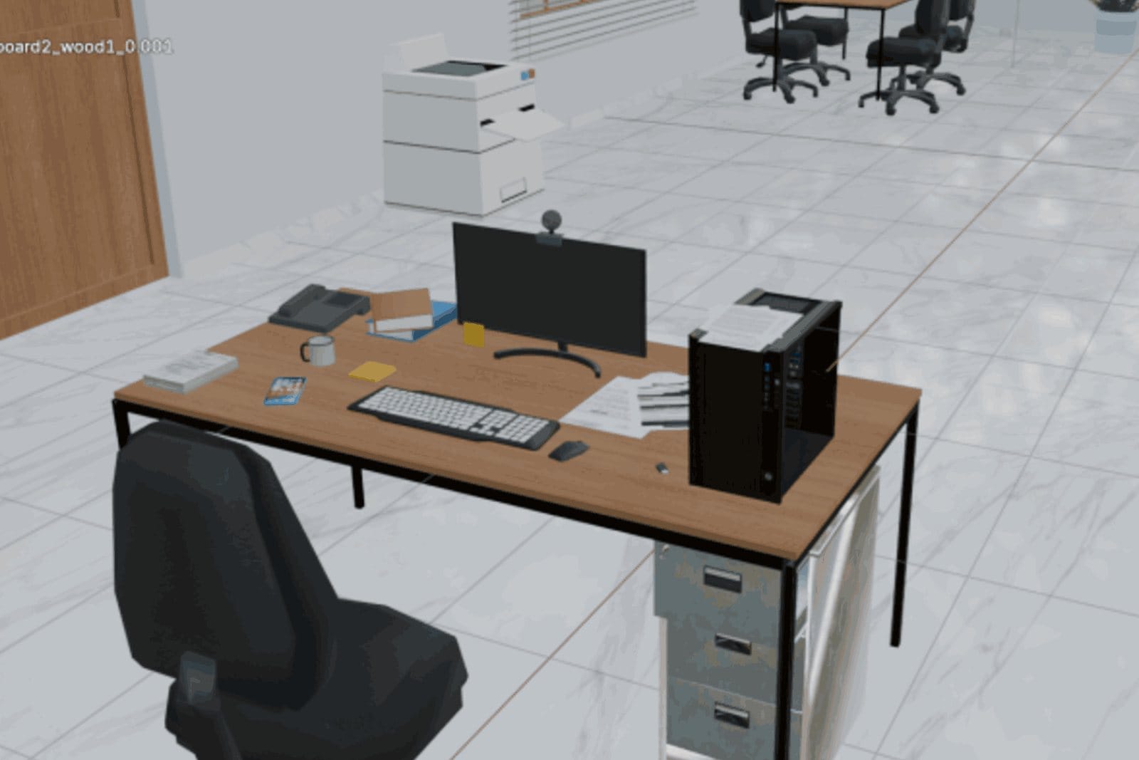 Participant's desk in the virtual reality experience