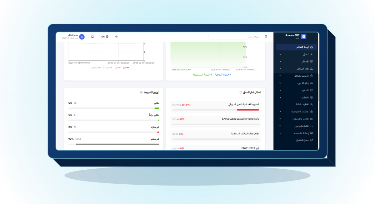 Rawam GRC platform on a display