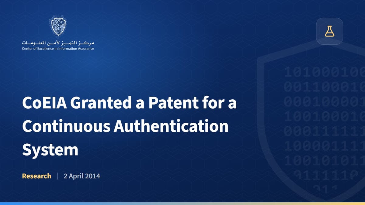 CoEIA Granted a Patent for a Continuous Authentication System