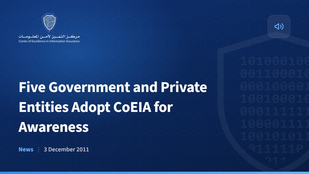 Five Government and Private Entities Adopt CoEIA for Awareness