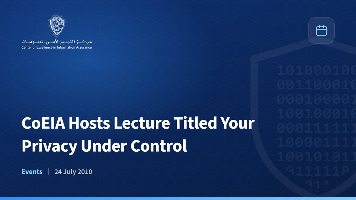 CoEIA Hosts Lecture Titled Your Privacy Under Control