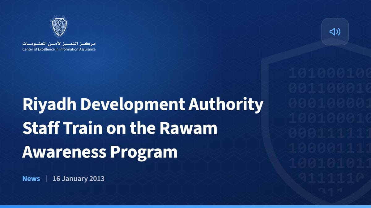 Riyadh Development Authority Staff Train on the Rawam Awareness Program