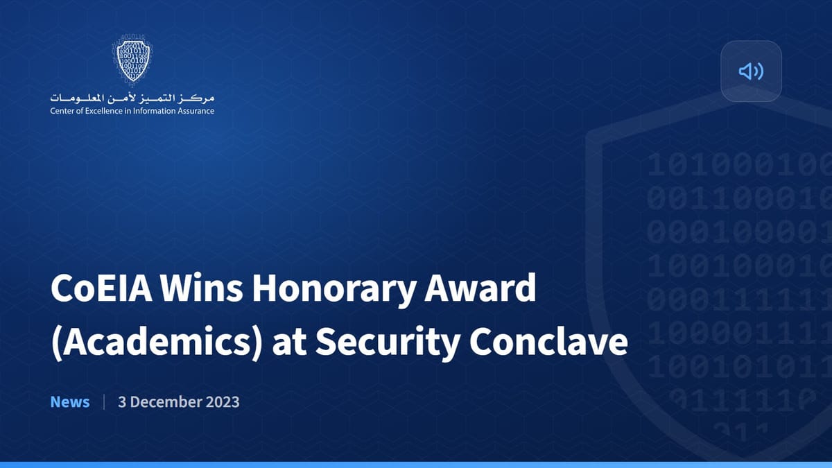 CoEIA Wins Honorary Award (Academics) at Security Conclave