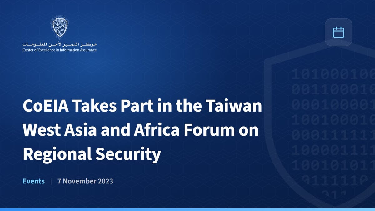 CoEIA Takes Part in the Taiwan West Asia and Africa Forum on Regional Security