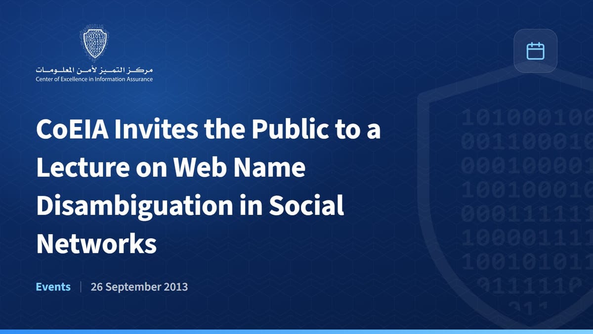 CoEIA Invites the Public to a Lecture on Web Name Disambiguation in Social Networks