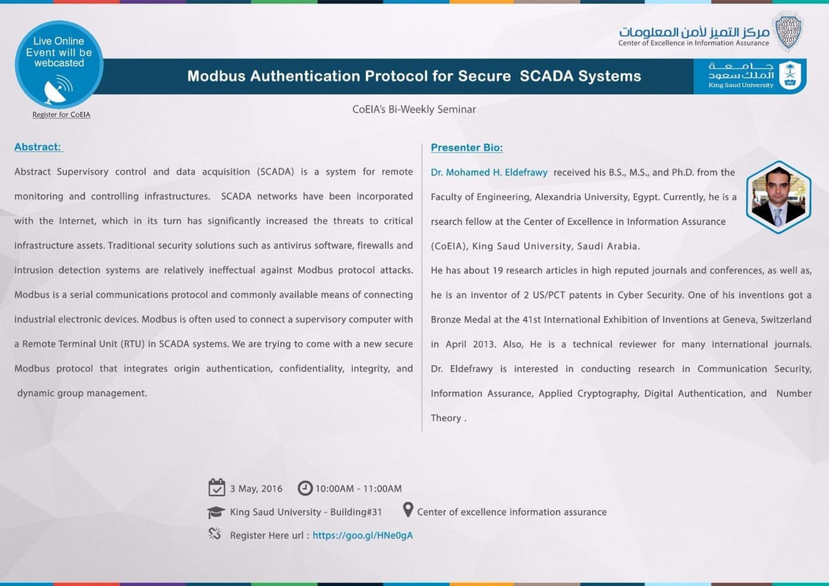 Modbus Authentication Protocol for Securing SCADA Systems