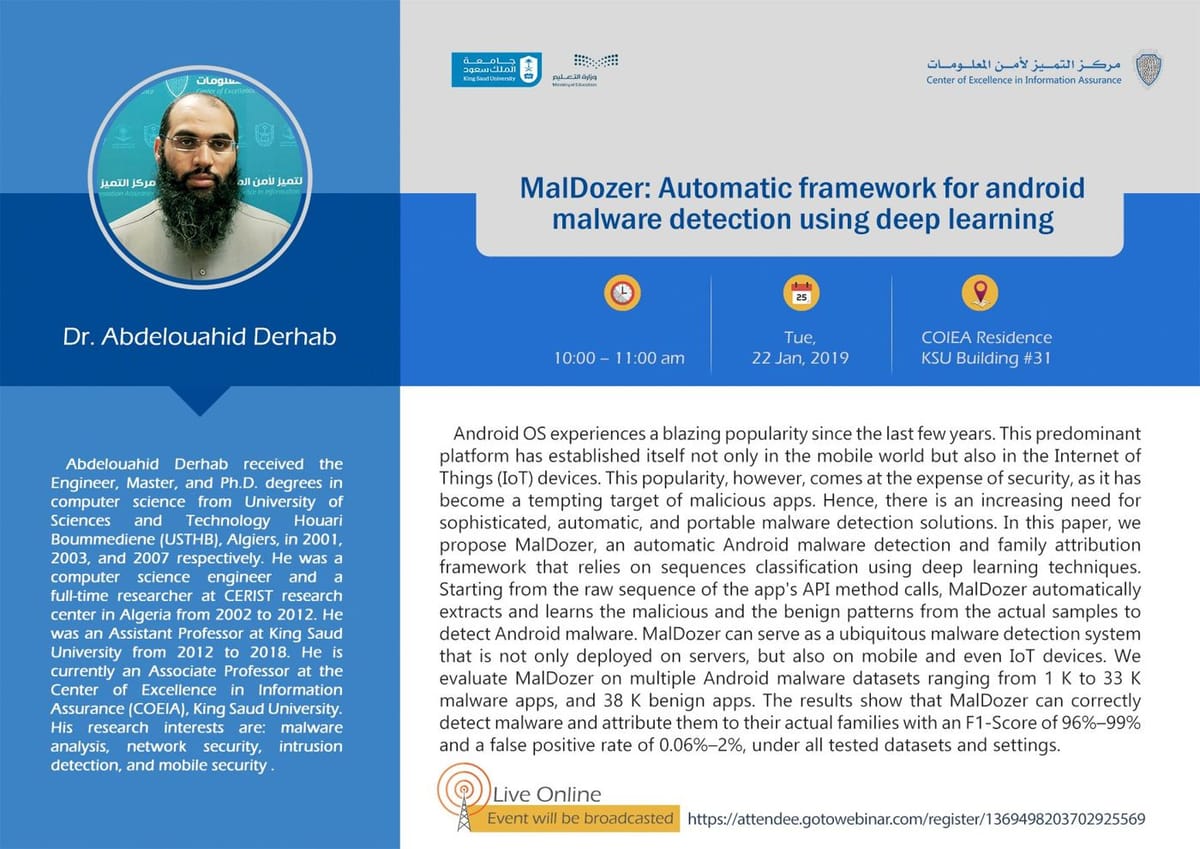 MalDozer: إطار آلي لاكتشاف البرمجيات الخبيثة في أندرويد باستخدام التعلم العميق