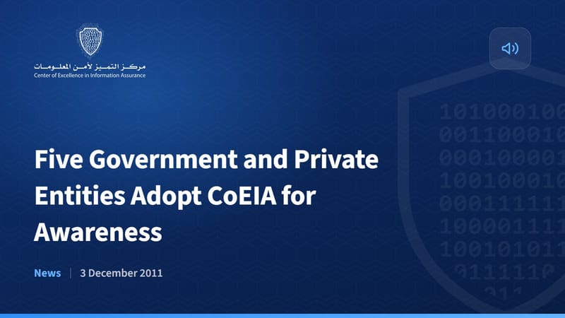 Five Government and Private Entities Adopt CoEIA for Awareness