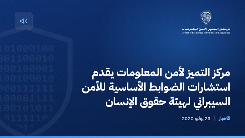 مركز التميز لأمن المعلومات يقدم استشارات الضوابط الأساسية للأمن السيبراني لهيئة حقوق الإنسان