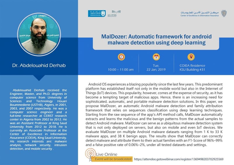 MalDozer: إطار آلي لاكتشاف البرمجيات الخبيثة في أندرويد باستخدام التعلم العميق